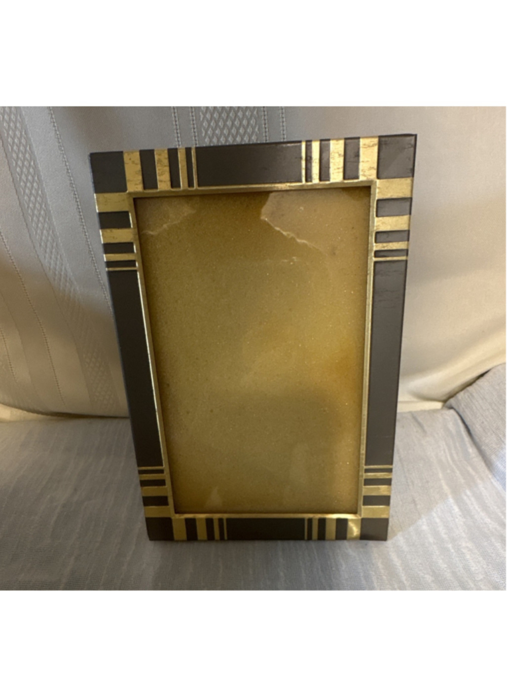 Black Gold Wood Glass Art Deco Geometric Photo Frame 6x8 Rectangle Matte